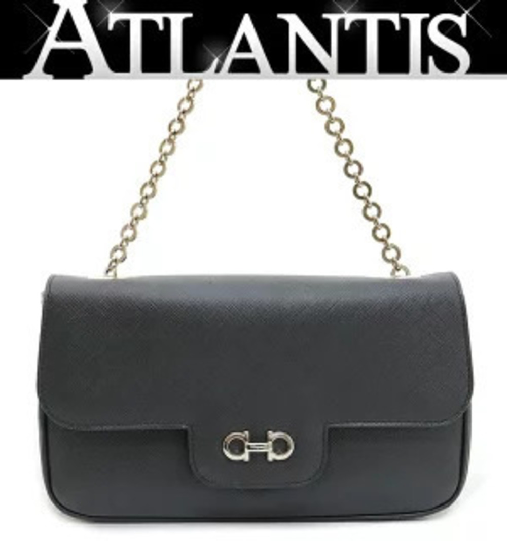 Salvatore Ferragamo Gancini chain shoulder bag black
